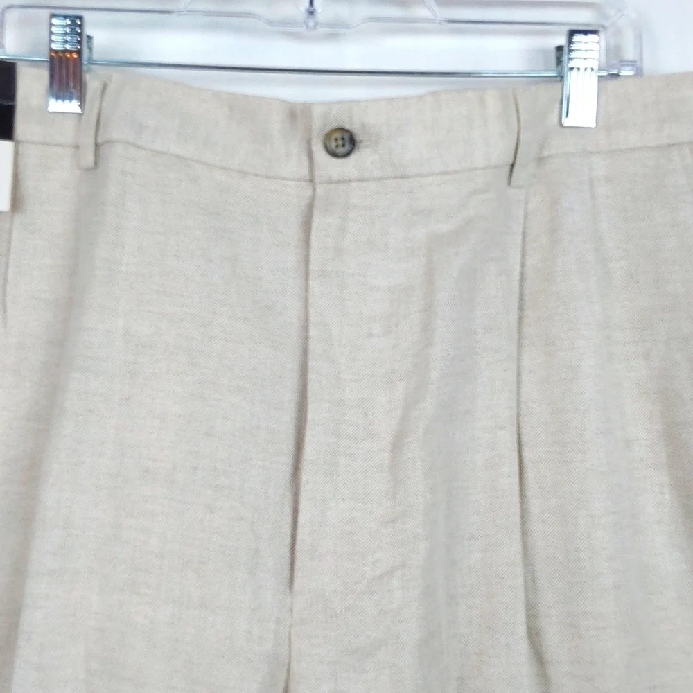 Liz Claiborne |Mens Cream LINEN Trouser Pants Neutral Preppy Luxe Sz.38x32